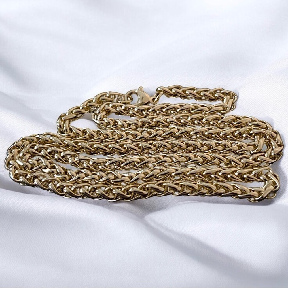 Classic 22 inch 4mm 18k Gold Plated Wheat Chain Necklace - Gold - Picture 5 of 6
